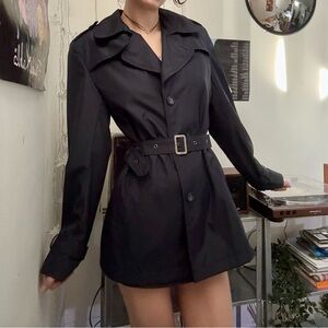 Classic Navy Belted Trench Coat for Women